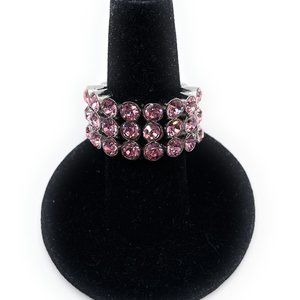 Cookie Lee Pink Crystal Stretch Ring - 1357
